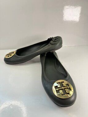 Tory Burch Leather Ballet Flats – Dark Green – Size US 11M